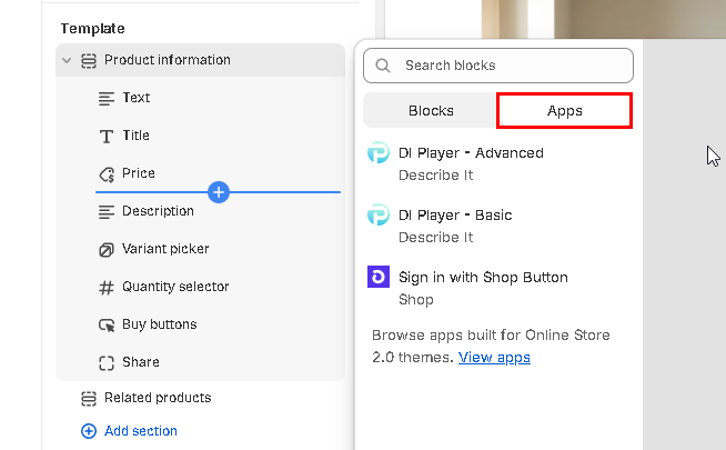 Apps menu button
